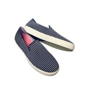 Rothy's Riviera Blue Pinstripe Original Slip On Sneakers Size 8.5